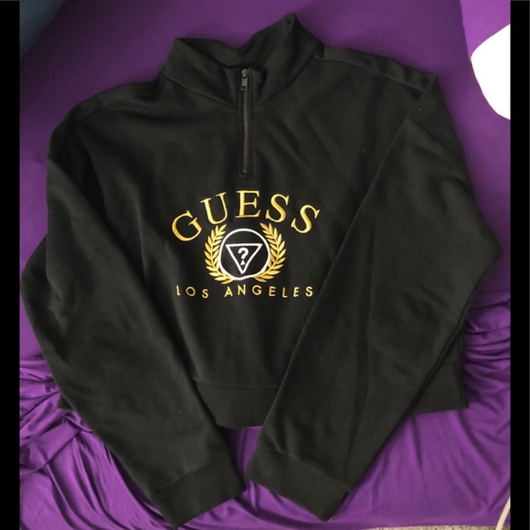 Guess Black Long Sleeve Crop Top (Thrifted) - Picture 1 of 1
